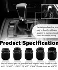 Five Piece Aluminum Gear Shift Knob Adapter Kit With Dope Precision Threads For Cars Includes M8x1.25 M10x1.25 M12x1.25 M10x1.5 M14x1.5 Female Adapters And M18x1.5 Male Threads Universal Stick Shift Car Accessories shown with labeled adapters