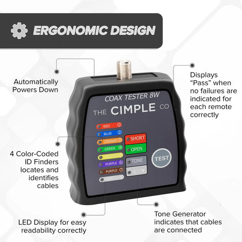 8 Port Coax Cable Tester Mapper And Toner With Color Coded Remotes, ergonomic design with LED display and tone generator