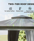 10X10 Outdoor Gazebo With Double Roof For Extra Shade And Ventilation Curtains And Mesh Netting For Bug Free Relaxation