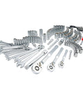 Pro Grade Mechanics Tool Set 189 Piece With One Quarter Inch Three Eighths Inch And One Half Inch Drive Sockets And Wrenches