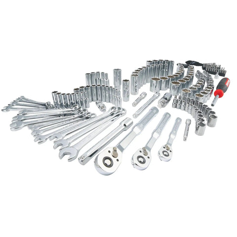 Pro Grade Mechanics Tool Set 189 Piece With One Quarter Inch Three Eighths Inch And One Half Inch Drive Sockets And Wrenches