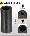 HARFINGTON Deep 15mm Metric Impact Socket With 1/4 Inch Drive And Hex Adapter Made From Heavy Duty CR-V Steel For Tough Jobs And Quick Repairs On Any Project Around The Garage, 50mm deep