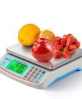 Pro Grade Commercial Food Scale 66Lb 30Kg With Stainless Steel Platter Price Computing Kg Lb Oz Conversion Deli And Produce Scale For Kitchen Or Market With 1G Division with fruits on it