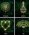 Solar Powered Firework Garden Lights 4 Pack With 120 LED Starburst String 8 Modes Remote Control Flexible Copper Wire