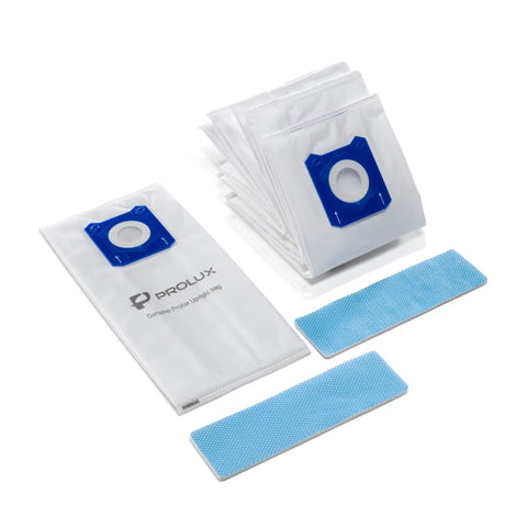 Six Pack HEPA Bags And Two Post Filters For Upright Vacuum Cleaners 6000 Through 9000 Series Upgrade Kit displayed on a white surface