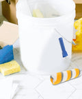 No Sweat Chemical Fiber Paint Roller For Smooth Ceiling Jobs And Easy Interior Decorating With Pro Level Lines And Zero Fuss Application For Quick Diy Makeovers And Touch Ups and paint supplies on floor.