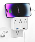 Foldable Travel Power Strip With USB C And USB A Ports 6 In 1 Compact Wall Plug 3 AC Outlets And 3 USB Ports No Surge Protector