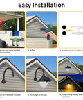 Step-by-step guide for installing Solar Barn Light With Vintage Outdoor Lantern Look on a house exterior under eaves.