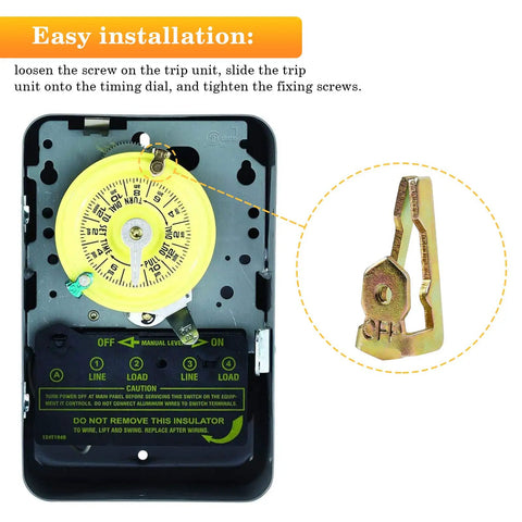 156T1978A Time Switch Trippers Replacement For T100 Series Timers showing installation with gold trip unit detail