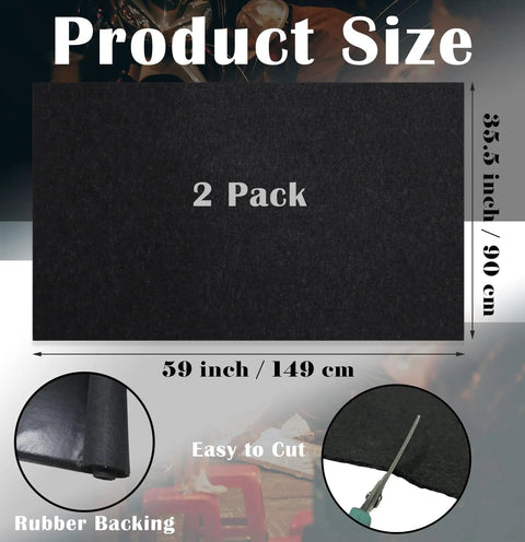 Two Pack Garage Floor Mats 60 By 36 Inches Oil Spill Mat With Waterproof Backing Black Reusable Rubber Mats For Driveways And Garages Protect Surfaces From Oil Spills with dimensions shown
