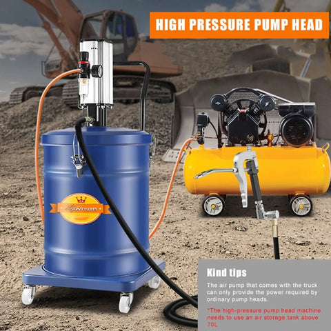 Beefed Up Portable Pneumatic Grease Pump 10 Gallon 40 Liter Air Powered Workhorse With 80 To 1 Ratio And 69 Mpa Pressure Includes Rolling Cart Grease Wand And Four Meter Hose For Quick Garage Upkeep