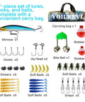 47-piece fishing tackle set with lures, hooks, bobbers, and carry bag for Kid Friendly Telescopic Fishing Rod And Reel Combo.