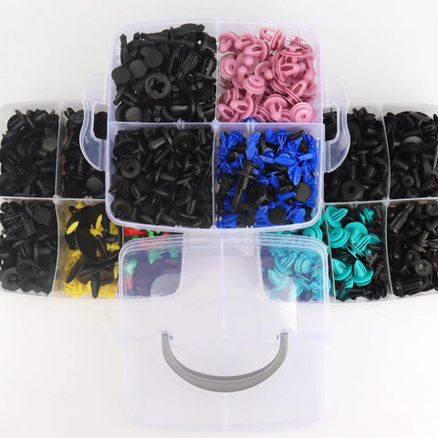 Massive 725 Piece Car Push Retainer Clips And Auto Fasteners Kit with 23 sizes in a plastic organizer