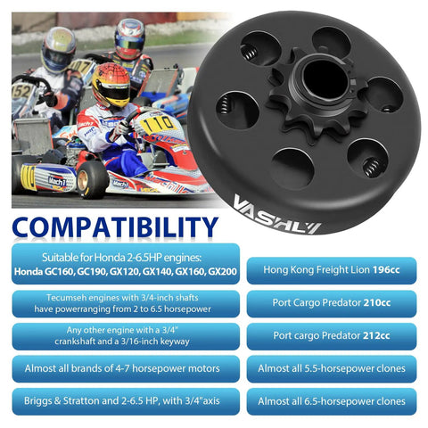 Go Kart Clutch 0.75 Inch Bore 10 Tooth For 40 41 420 Chain Predator 212 Centrifugal Clutch with compatibility details