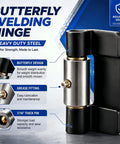 4 Pack Weld On Butterfly Hinges Heavy Duty Gate Hardware Solid Steel with grease fitting and thick pin for outdoor use.