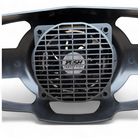 Close-up of the fan component on JetDry Gear Dryer High Airflow Drying System For Wetsuits Dry Suits Fursuits And Outdoor Gear With 12V And 120V Power Cords Delivers Fast Odor Control Moisture Removal And No Heat Damage