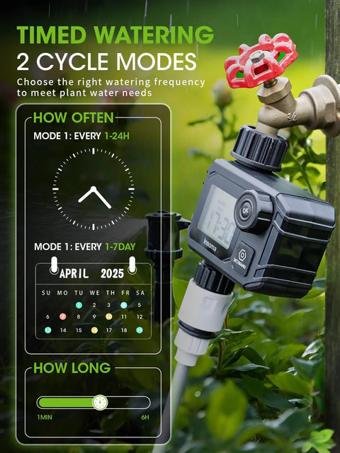 Programmable Sprinkler Timer For Garden And Lawn, No-Fuss Two Button Setup, Rain Delay, Manual And Automatic Watering Modes