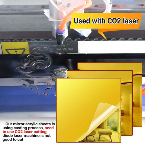 Adrattnay gold acrylic mirror sheets, 8x8 inches, 1/8 inch thick, 3-pack with protective film