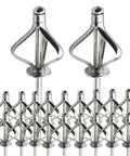Bombproof Aluminum Blind Rivet Kit With Steel Mandrel, assorted rivets showing steel mandrel and aluminum caps close-up