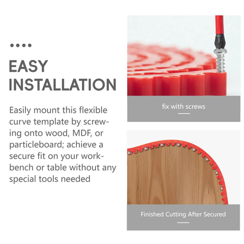 39 Inch Flexible Router Template For Woodworking No Stress Curve Milling Guide Edge Profiling Strip Precision Arc Jig mounted on wood with screws.