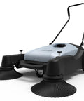 Top Shelf Manual Push Floor Sweeper With Thirty Six Inch Brush And Ten Point Five Gallon Dustpan Powers Through Driveways Garages And Pavement Without The Sweat Or Headache In Grey.