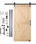 Badass 42X84 Inch Sliding Barn Door With Full 7Ft Hardware Kit And Glide Handle Solid Wood Core Panels in natural finish.