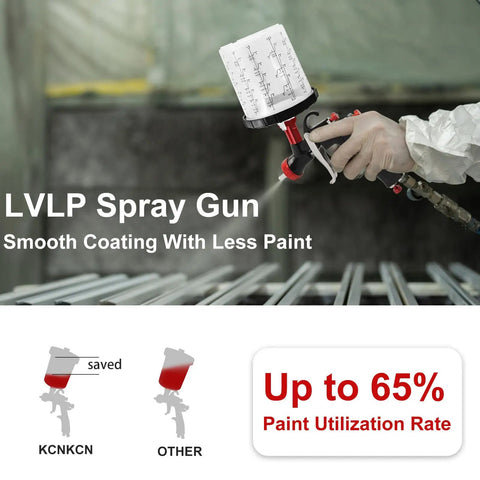 Premium Lvlp Air Spray Gun With 650 Ml Cup shows smooth paint application in use, demonstrating low overspray efficiency.