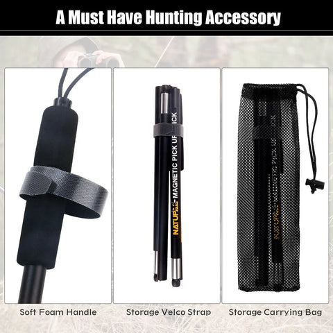 Magnetic Shotgun Hull Retriever Pick Up Tool With Mesh Carrying Bag Foldable Four Section Grabber That Lets You Pick Up 28 Hulls At Once Lightweight Shell Collector For Hunting Accessories