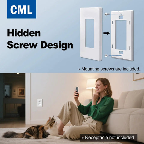 Matte White Screwless Wall Plates 8 Pack 1 Gang Outlet Covers And Switch Plates For A Sleek Clean Modern Look With Hidden Screws