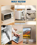 Kitchen and office appliances powered by the Six Foot Flat Plug Extension Cord With Three Outlets 16 Gauge Copper Wire 125 Volt 13 Amp