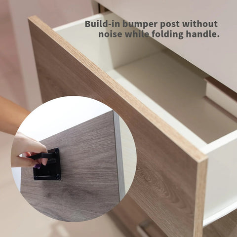 Person pulling open drawer with Recessed Flush Pull Handle with Mounting Screws Black Zinc Alloy for Deck Hatch and Toolbox.