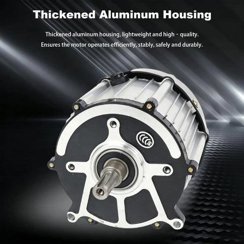 Kick Ass Brushless Differential Motor For Electric Trike And Go Kart Vehicle Featuring Pure Copper Coils 16T Gear Shaft 60V 1500W Diy Custom Build, showing thickened aluminum housing.