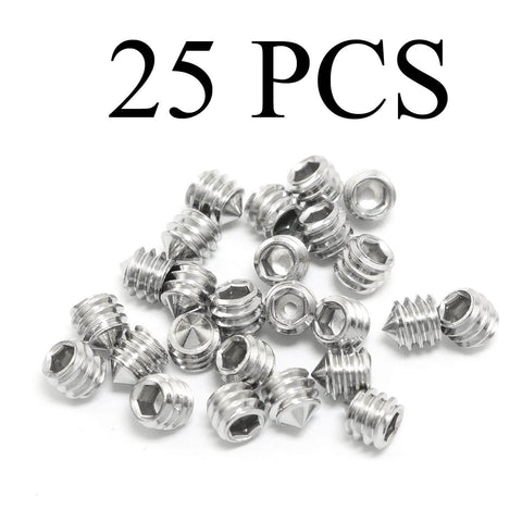 Sturdy 25 Pack 1/4-20 Hex Socket Grub Screws Set In 304 Stainless Steel, Full Thread, Cone Point, Deep Threads, Corrosion Resistant