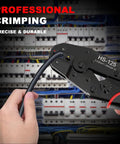 Go To Ratcheting Crimping Tool For Heat Shrink Connectors And Insulated Terminals Awg 20 To 10 Heavy Duty Grease Monkey Approved Wire Crimper in use.