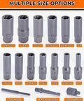 16 Piece Deep Bolt Extractor Set For Impact Drivers, Nut Remover Kit showing various extractor sizes and adapters