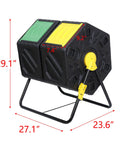Dual Chamber Outdoor Compost Bin With 37 Gallon Capacity, BPA Free Plastic, Easy To Assemble, Heavy Duty PP Material, Two Big Compartments For Fast, Easy Soil Creation, Black