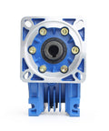 Front view of NMRV040 Worm Gearbox Speed Reducer 30 To 1 Beefy Torque Metal Gearhead with 86mm flange for Nema34 motors.