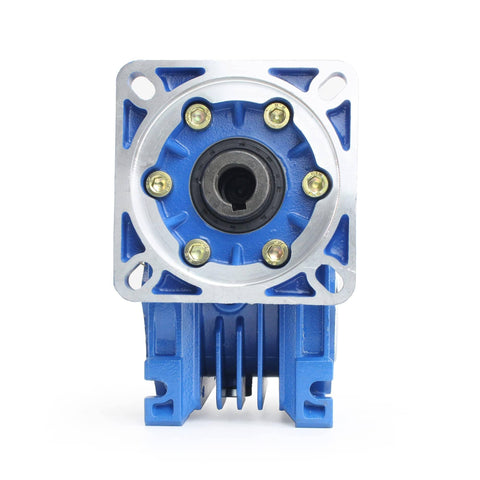 Front view of NMRV040 Worm Gearbox Speed Reducer 30 To 1 Beefy Torque Metal Gearhead with 86mm flange for Nema34 motors.