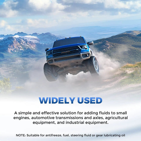 Off-road truck in mountainous terrain, highlighting use for Gearhead Heavy Duty Transmission Fluid Pump For Standard Quart Bottles.