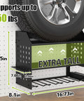 Power Tool Organizer Wall Mount With Charging Station And 6-Outlet Power Strip, 3-Tier Garage Shelf Black, Keeps Tools Charged And Ready To Roll In Your Busy Workshop., extra tall black metal tire rack for garage wall, supports up to 150 lbs, 15.5in high