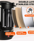 Heavy Duty Commercial Coffee Urn With 110 Cup Capacity 12L Stainless Steel Beverage Dispenser For Weddings Parties And Catering Fast Brew Heating Double Wall Black Finish Easy Cleaning showing double-layer design and insulation materials.