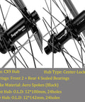 Close-up of Road Bike Carbon Wheelset 700c Disc Brake Center Lock hub and spoke design for 8 9 10 11 speed cassette compatibility.