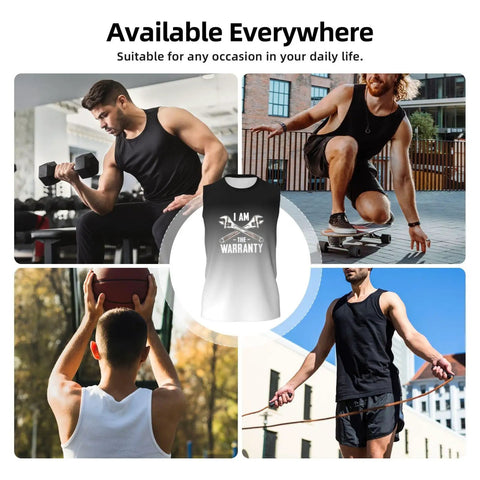 Premium Full Print Men Sleeveless Tank Top With Dope Funny Mechanic Graphic Tee Ultra Light Cooling Fabric displayed in gym and outdoor activities