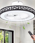 Compact Black Flush Mount Ceiling Fan With Lights And Remote Control, Low Profile Enclosed Design, 20 Inch Diameter and 7.9 Inch Height