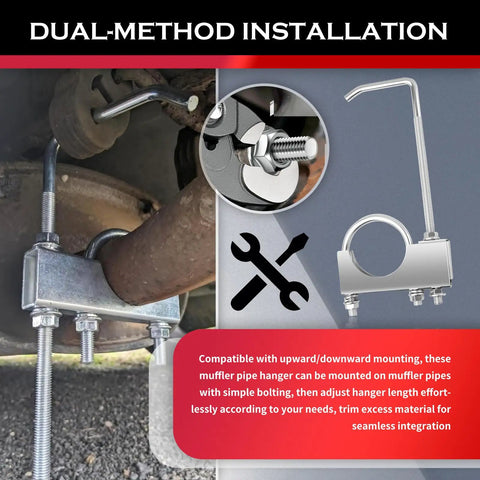2.5 Inch Exhaust Hanger Kit With Clamp Adjustable Exhaust Pipe Hangers in vehicle setup, universal bracket installation