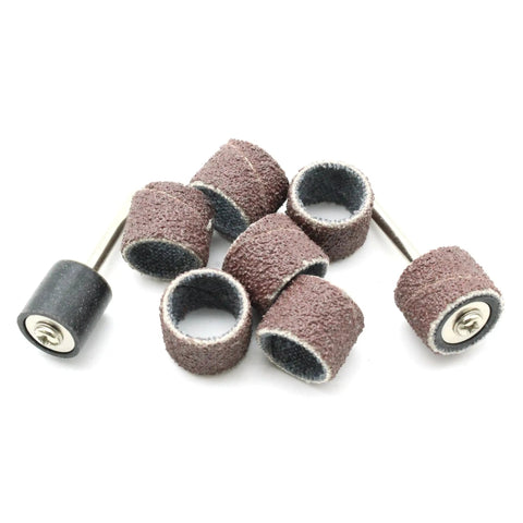 100 Pc Half Inch Sand Drum Grit 60 Coarse Kit With Two Mandrels And One Eighth Inch Shank For Dremel And Other Rotary Tools