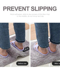 Comparison of rug with and without Never Curl No Slip Carpet Stickers 4 Pack on tile floor.