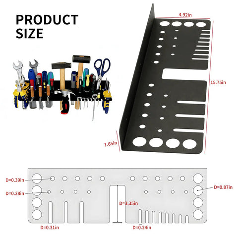 Wall Mount Screwdriver And Tool Organizer With Cleaning Towel, Heavy Duty Metal Holder For Pliers, Hammers, Wrenches, Sockets And More