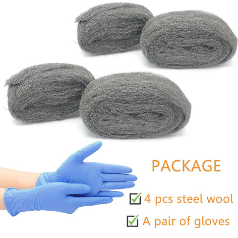 Mice Proof Steel Wool Gap Blocker Kit For Holes Cracks Vents Siding And Pipes DIY Wire Wool Hardware Cloth 4 Pack with gloves