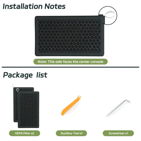 Tesla Model 3 Model Y 3 In 1 HEPA Cabin Air Filter Replacement, 2 Pack Easy Fit For 2016 2025, with tools and installation note